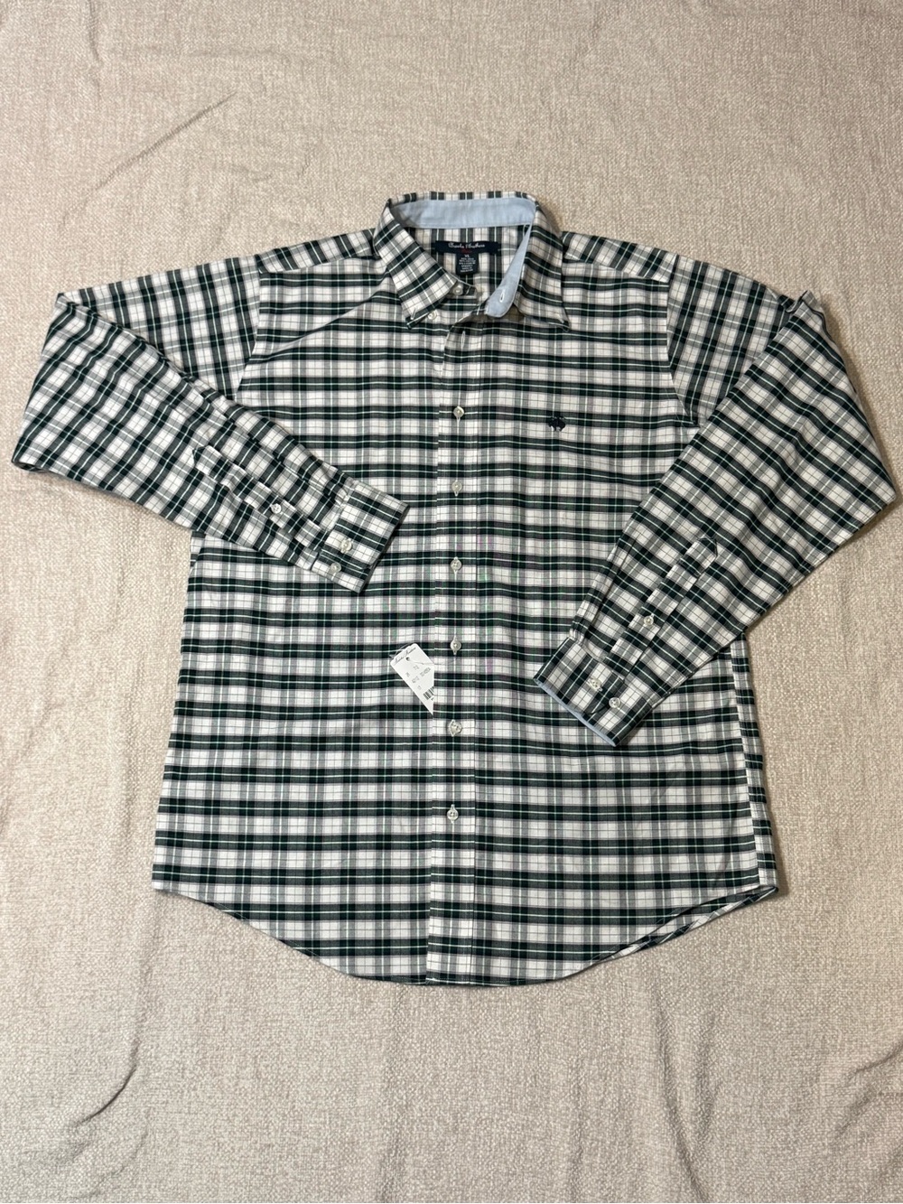 Brooks Brothers 346 XL Green Plaid Non Iron Shirt Preppy Ivy League Stretch